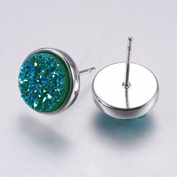 Серебристые серьги, с латунной найти, плоско-круглые