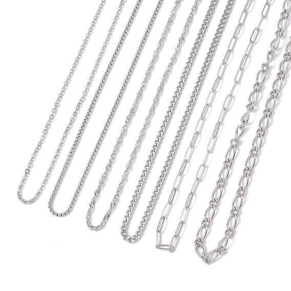 6 шт. 6 стили 304 комплекты ожерелий из нержавеющей стали с цепочкой Фигаро, панцирной цепочкой, коробчатой цепочкой, цепочкой с волнистым плетением и цепочкой-кабелем для женщин, не тускнеет