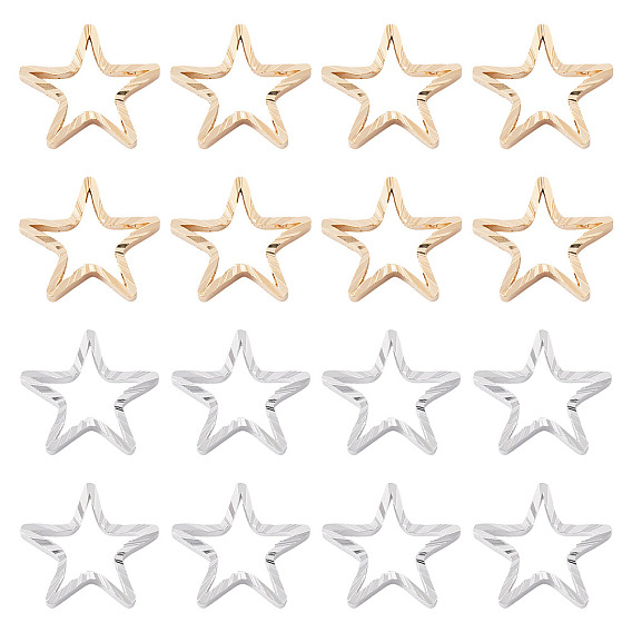 24шт 2 цвета латунные соединительные кольца, долговечный, без кадмия и без свинца, звезда