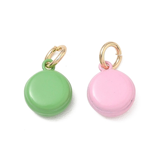 Spray Painted Brass Charms, Macaroon Cake Charms, Golden