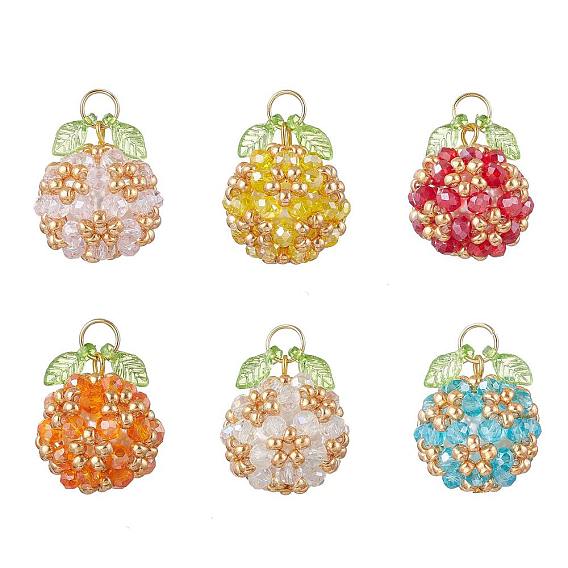 Подвески из акрила и стеклянных бусин, фрукты, с целью перехода в кольце