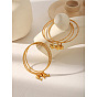 304 Stainless Steel Charm Bangle Sets, Real 18K Gold Plated