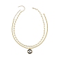 2Pcs 2 Style Clear Cubic Zirconia Horse Eye Pendant Necklace Set, Brass Paperclip Chains Necklaces for Men Women