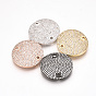 Brass Micro Pave Cubic Zirconia Links, Flat Round