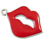 Emaille Anhänger Legierung, cadmiumfrei und bleifrei, Lippe, Platin Farbe