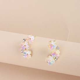 Charming Pink Floral Stud Earrings with Beautifully Combined Petals