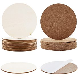 Flat Round Shape Unfinished Wood Slices, with Cork Insulation Sheets