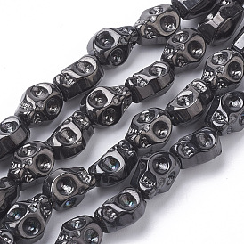 Electroplate Glass Beads Strands, Skull