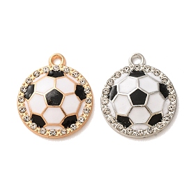 Alloy Enamel Pendants, Football Charms, with Rhinestone