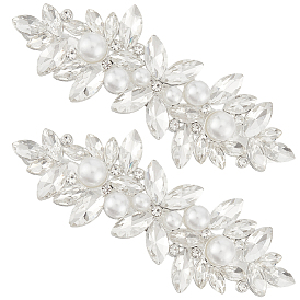 2шт. сплав со стеклянными стразами заколки для волос, цветок