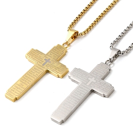 304 Stainless Steel Pendant Necklaces, The Lord's Prayer Corss
