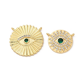 Латунные микро проложить кубического циркония подвески, без кадмия и без свинца, круглый с оберегами от сглаза, реальный 16 k позолоченный