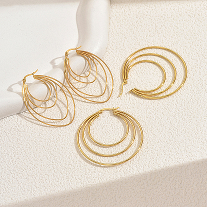 Тройные серьги-кольца из нержавеющей стали