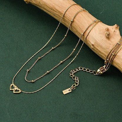 Ионное покрытие (ip) 304 подвеска в форме сердца из нержавеющей стали, двухслойные ожерелья для женщин