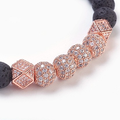 China Factory Natural Lava Rock Beads Stretch Bracelets, with