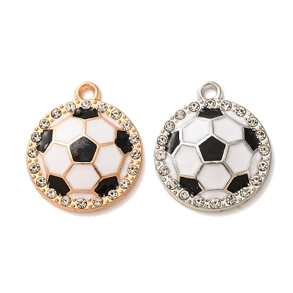 Alloy Enamel Pendants, Football Charms, with Rhinestone