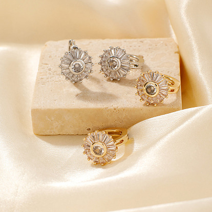 Роскошные плоские круглые серьги-гвоздики из латуни, с изысканным дизайном страз