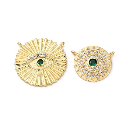 Латунные микро проложить кубического циркония подвески, без кадмия и без свинца, круглый с оберегами от сглаза, реальный 16 k позолоченный