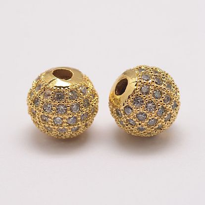 Латунные микро проложить кубического циркония бусы, круглые