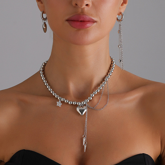 Серьги-кольца из сплава и пластика CCB ко Дню святого Валентина, кисточка в форме сердца и звезды, слева и справа