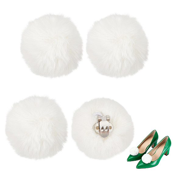 4Pcs Iron Shoe Clips, with Wool Ball, Platinum