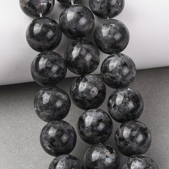 Натуральные нити бус из ларвикита, гладкий круглый