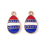 Independence Day Alloy Enamel Pendants, Teardrop with Star Charms, Light Gold