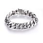 304 Stainless Steel Curb Chains Bracelets, with Lobster Claw Clasps