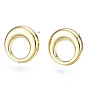 Alloy Stud Earring Findings, with Steel Pin, Ring with Plastic Protective Sleeve
