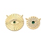 Латунные микро проложить кубического циркония подвески, без кадмия и без свинца, круглый с оберегами от сглаза, реальный 16 k позолоченный