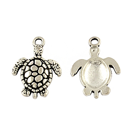 Tibetan Style Alloy Turtle/Tortoise Pendants, Cadmium Free & Lead Free, 23x16x3mm, Hole: 2mm, about 357pcs/500g