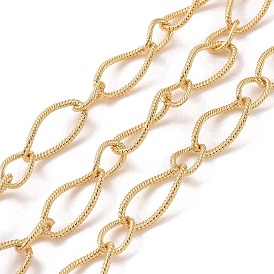 Brass Twisted Oval Link Chains, Unwelded, with Spool, Cadmium Free & Lead Free