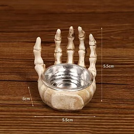 Halloween Skull Bone Resin Candlestick, Tealight Candle Holder for Countertop Home Party Holiday