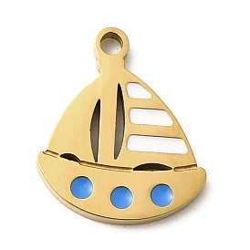 304 из нержавеющей стали шармы эмали, ионное покрытие (ip), очарование парусника, реальный 18 k позолоченный
