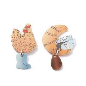 Chick/Food Acrylic Pendants, with Iron Finding, Sandy Brown