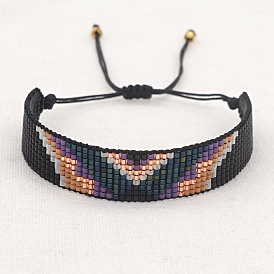 Buchstabe V Loom Muster Miyuki Rocailles Armbänder für Frauen, verstellbare Nylonschnur geflochtenen Perlen Armbänder