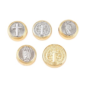 Латунные бусины, долговечный, плоско-круглые, стойки покрытие, без свинца и без кадмия