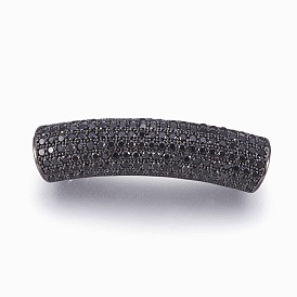 Cubic Zirconia Beads, with Brass Findings, Lead Free & Cadmium Free & Nickel Free, Long-Lasting Plated, Tube, Black