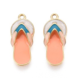 304 подвески из нержавеющей стали, с эмалью и блестящей пудрой, шлепанцы очарование, реальный 14 k позолоченный