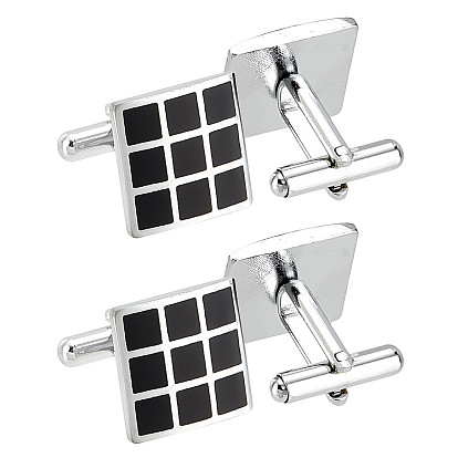 2 Pairs Brass Cufflinks, Cufflink Finding Cabochon Settings for Apparel Accessories, Square