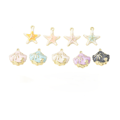 Подвески из эмали и сплава, золотые, разноцветные