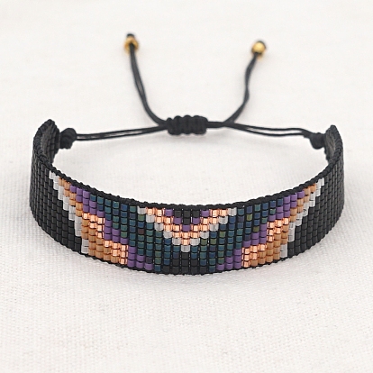 Buchstabe V Loom Muster Miyuki Rocailles Armbänder für Frauen, verstellbare Nylonschnur geflochtenen Perlen Armbänder