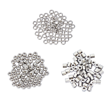 304 Stainless Steel Spacer Beads, Ring & Round & Hexagon