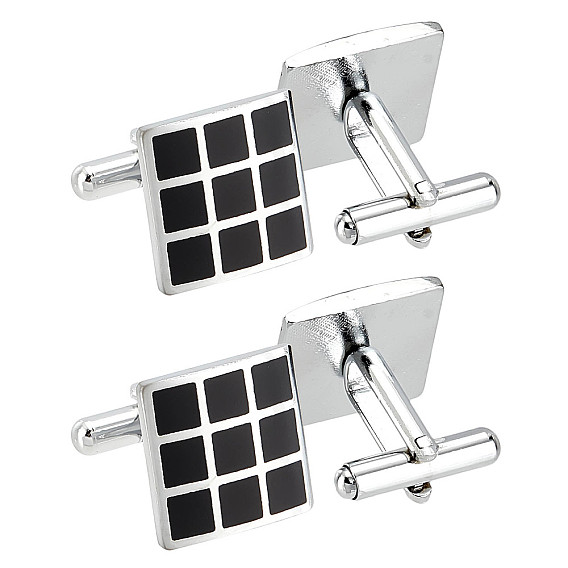 2 Pairs Brass Cufflinks, Cufflink Finding Cabochon Settings for Apparel Accessories, Square