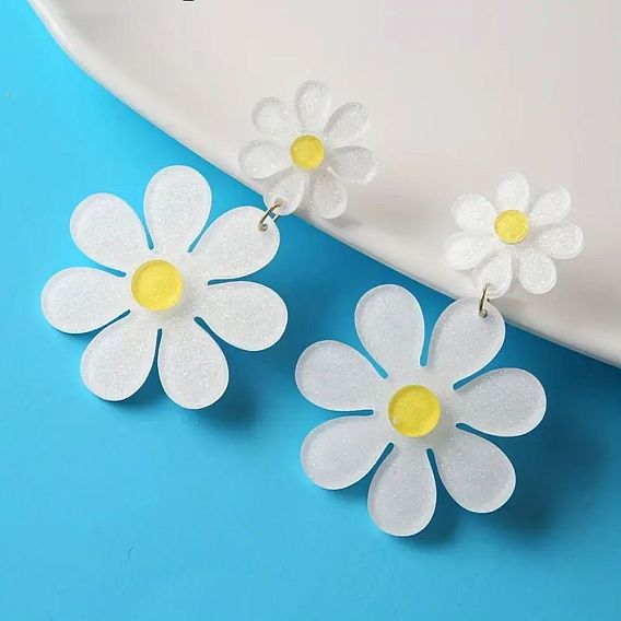 Акриловые болтаться серьги стержня, цветок