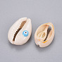 Cowrie Shell Beads, with Enamel, No Hole/Undrilled, Evil Eye