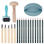 DIY Scrapbooking Tool Sets, Including Plastic & Wooden Frottage, Plastic Roller, Graphite Sketching Pencils and Pine Wood Carving Tools