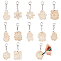 Wood Keychains, Snowman & Penguin & Snowflake & Word, Platinum