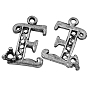 Alloy Pendant Cabochon Settings, Lead Free and Cadmium Free, Letter E, Antique Silver Color, about 21mm long, 16mm wide, 4.5mm thick, hole: 1mm