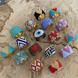 Регулируемые манжеты в стиле бохо 304 из нержавеющей стали и стеклянных бусин